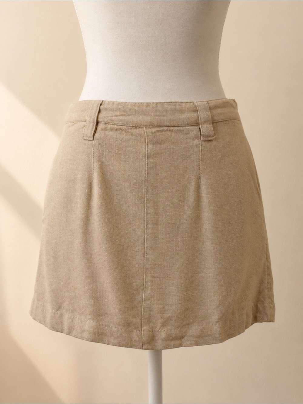 Free People Beige Rayon Linen Blend Mini Skirt Size 2